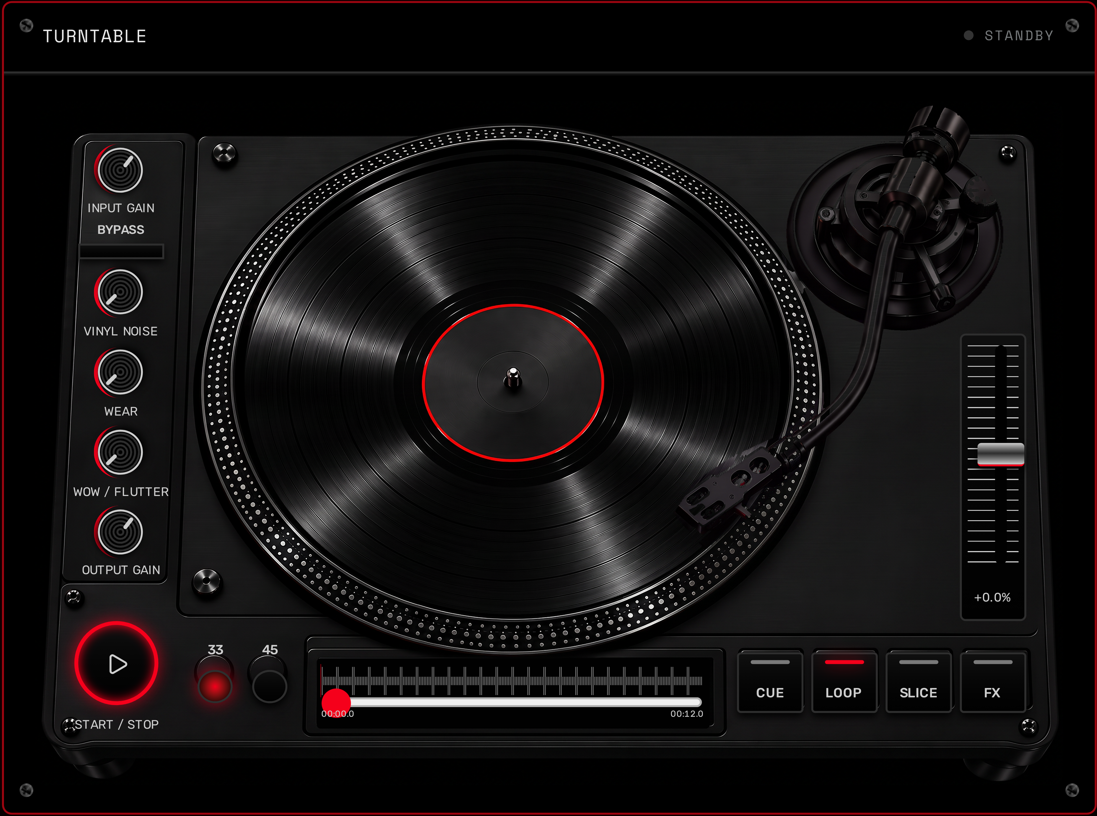 The real CRATIV SAMPLER virtual vinyl platter with cue, loop and transport controls
