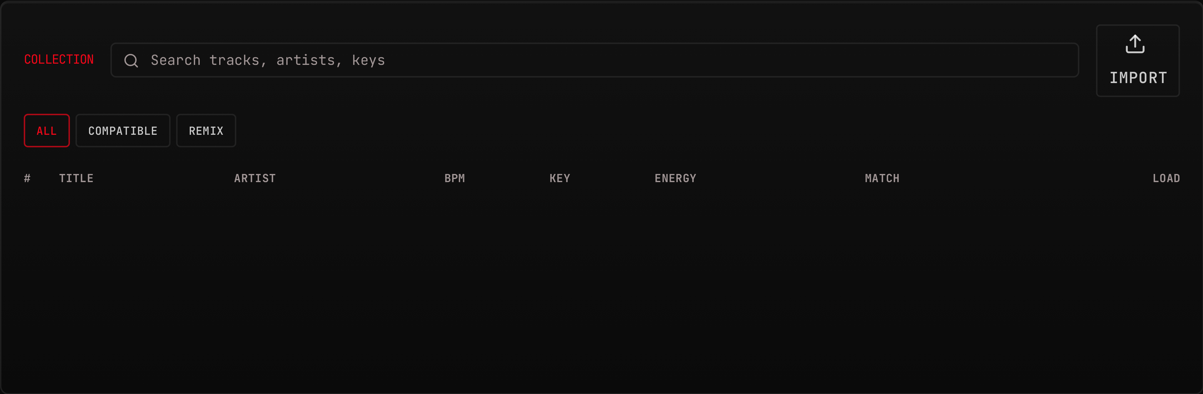 METRA DJ collection with search and deck load buttons